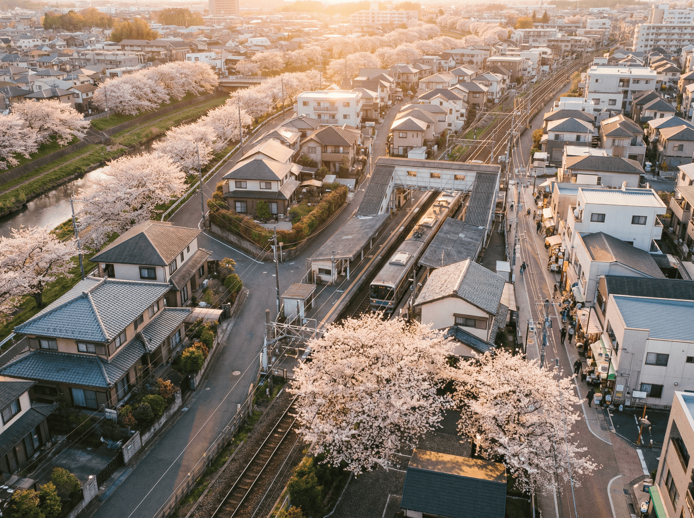 花小金井駅周辺の住宅街の俯瞰写真
